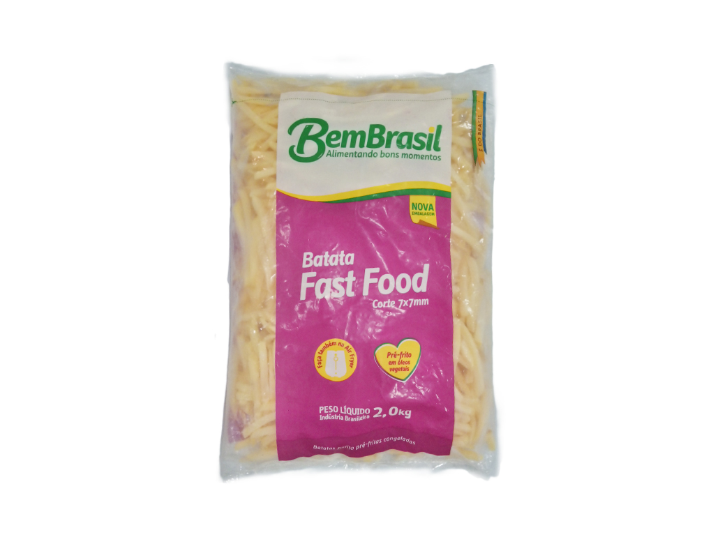 BATATA PALITO CONGELADA PRÉ FRITA 7 MM CORTE FINO FAST FOOD BEM BRASIL 2 KG (CX 7 PCT)